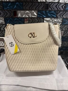Christian Lacroix Cream Textured Crossbody with Gold Hardware